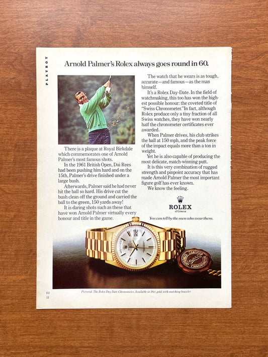 Rolex Day Date Ref. 1803 "Arnold Palmer... goes round in 60." Advertisement