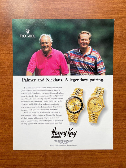 Rolex Day Date w/ "Serti" dial GMT Master "Palmer and Nicklaus." Advertisement