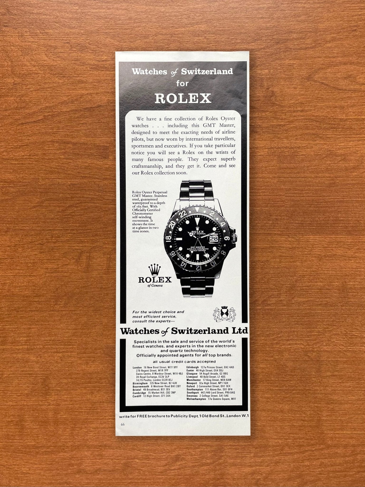 Rolex GMT Master at Watches of Switzerland Advertisement Ad Patina