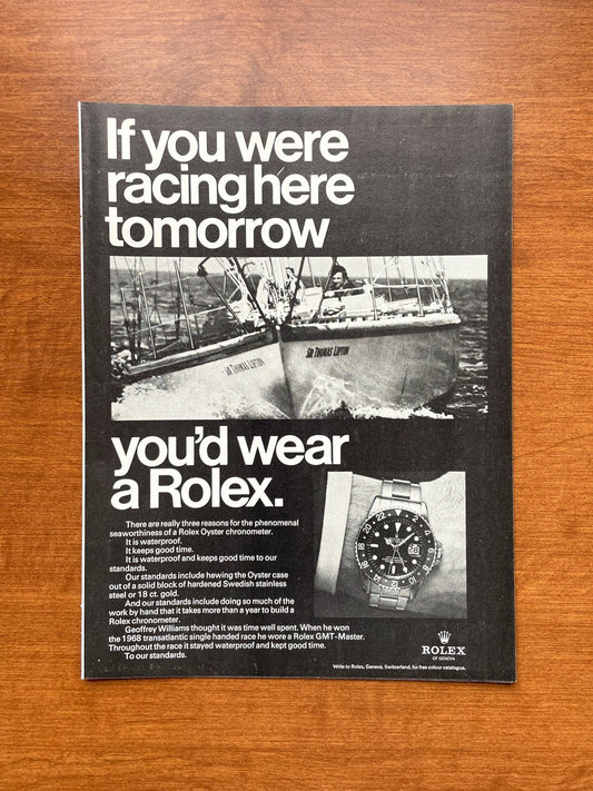 Rolex GMT Master Ref. 1675 "If you were racing..." Advertisement