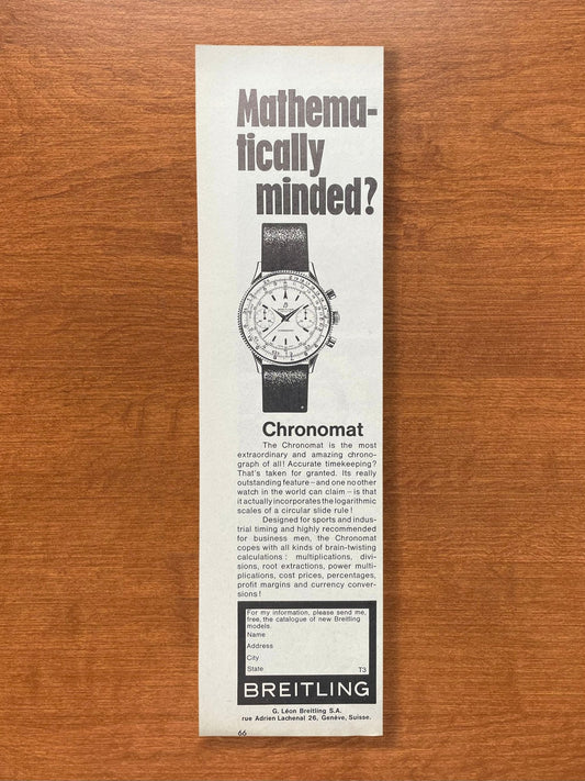 Vintage Breitling Chronomat "Mathematically minded?" Advertisement