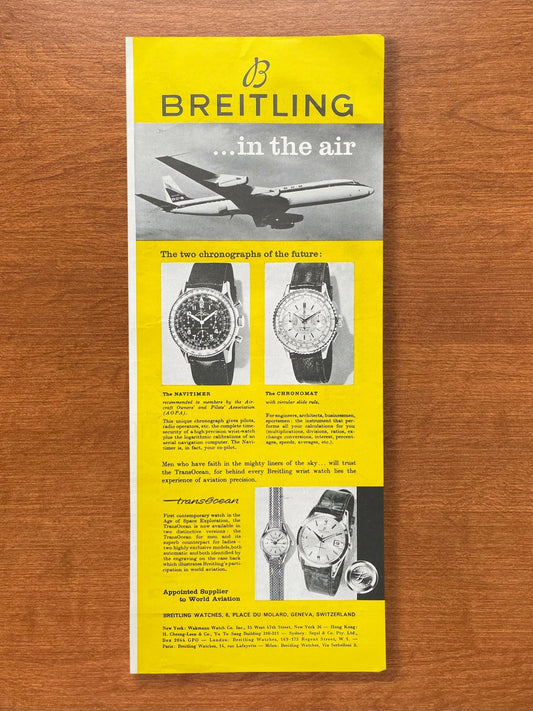 Vintage Breitling Navitimer, Chronomat, and TransOcean Advertisement