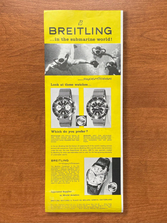 Vintage Breitling SuperOcean and TransOcean Advertisement