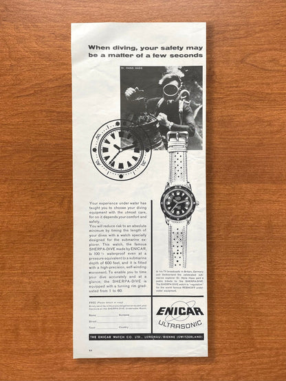 Vintage Enicar Sherpa Dive Watch Advertisement