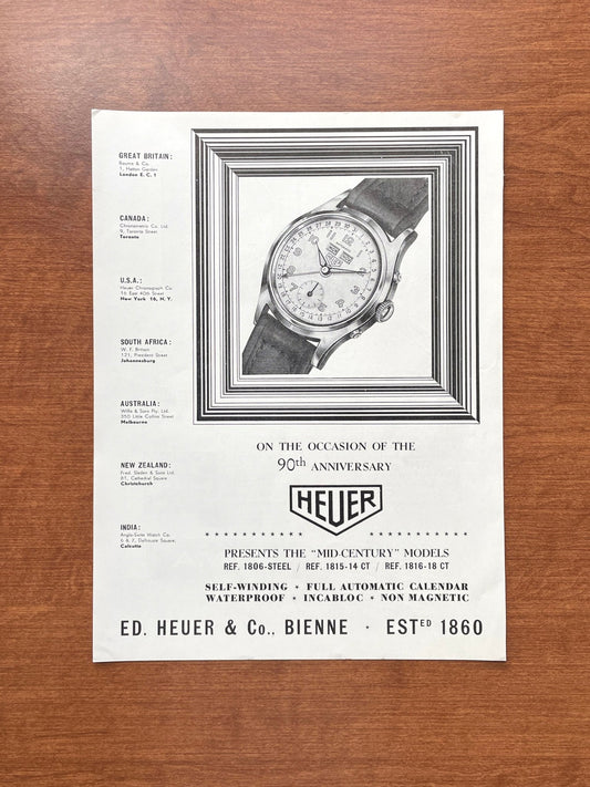 Vintage Heuer 90th Anniversary Advertisement