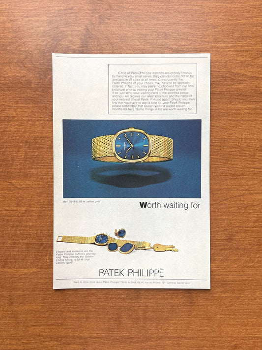 Vintage Patek Philippe Ellipse "Worth waiting for" Advertisement