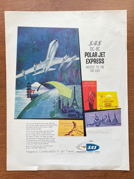 Vintage SAS "DC-8C Polar Jet Express" Advertisement